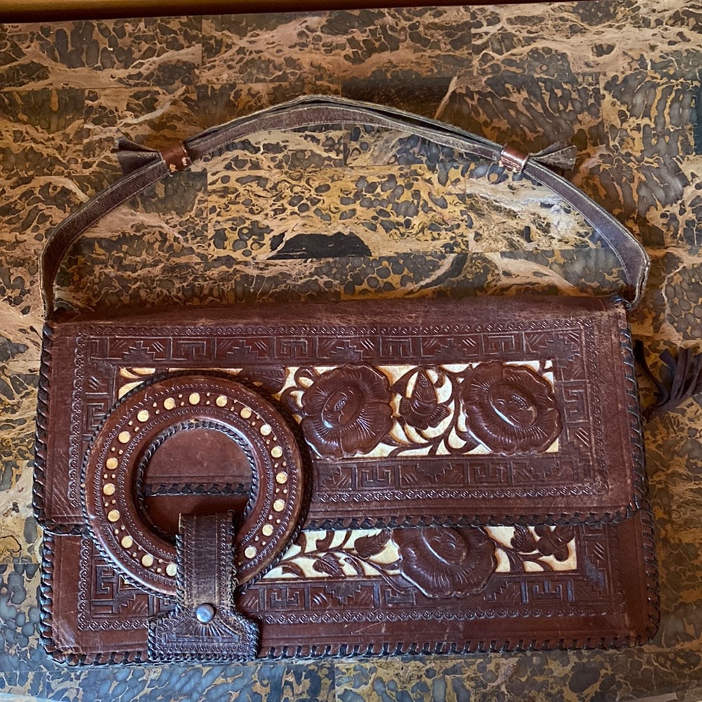 Rare hand tooled 1960's Aztec western purse bag. New price now FIRM